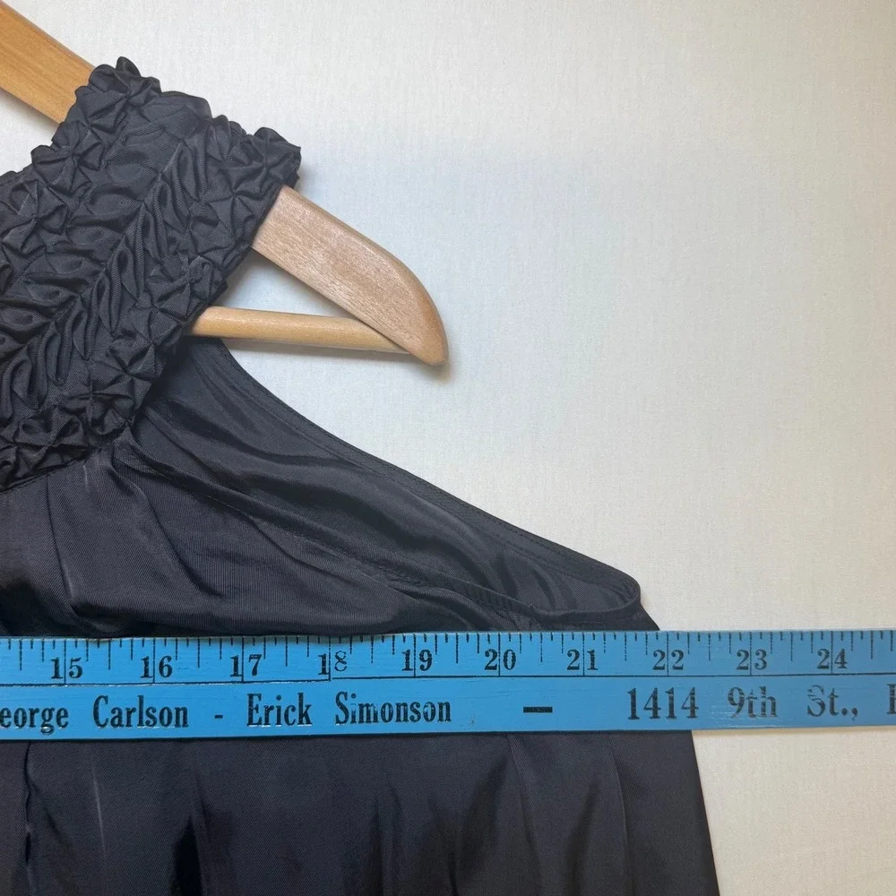 Banana Republic Black Satin Smocked Neck Trapeze Cocktail Dress Womens Size M‎